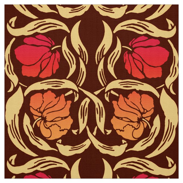 Tecido O Pimpernel de William Morris, oxida laranja e (Modelo)