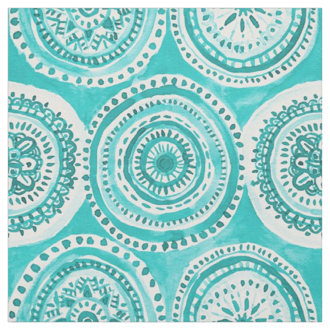 Tecido O QUE CIRCUNDA a aguarela da mandala do Aqua (Modelo)