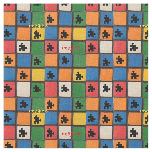 Tecido O quebra-cabeça da consciência do autismo remenda (Detalhe)