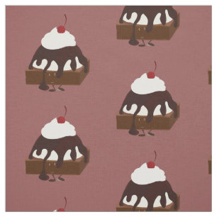 Tecido O sorvete de sorriso cobriu a brownie