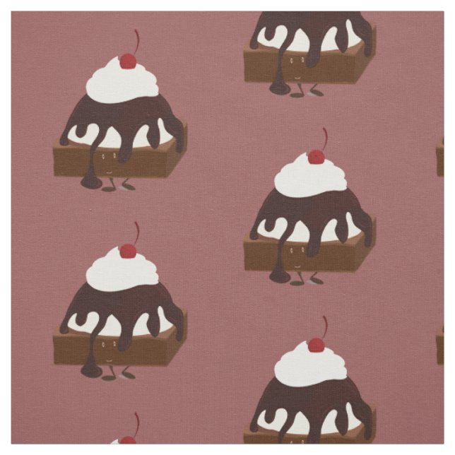 Tecido O sorvete de sorriso cobriu a brownie (Modelo)