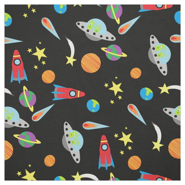 Tecido O teste padrão do espaço dos meninos Stars aliens (Modelo)