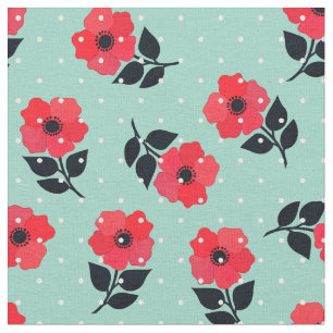 Tecido O vermelho lindo floresce o teste padrão de
