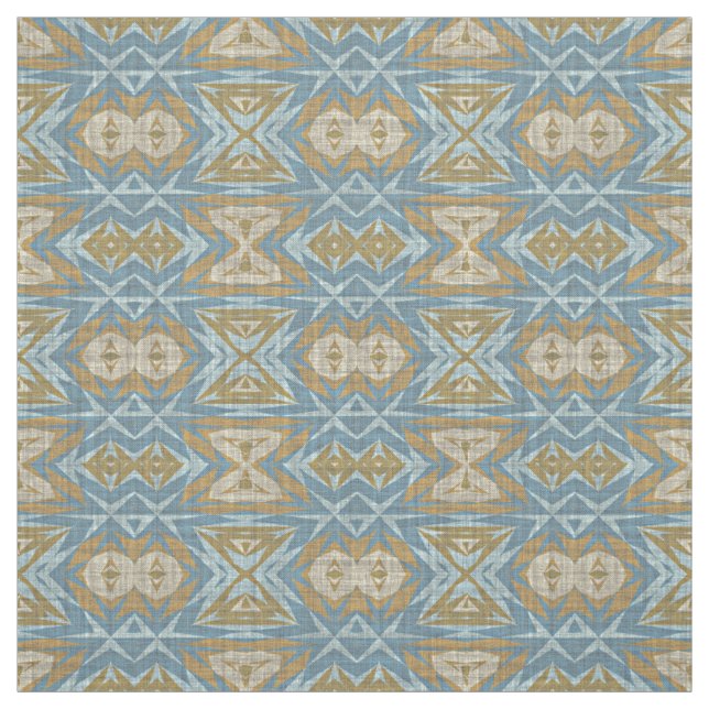 Tecido Ochre Beige Teal Blue Eclectic (Modelo)