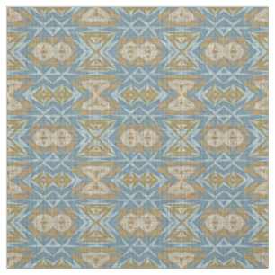 Tecido Ocre Bege Azul Turquesa Olhar Eclectico Étnico