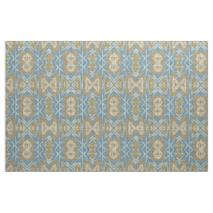 Tecido Ocre Bege Azul Turquesa Olhar Eclectico Étnico
