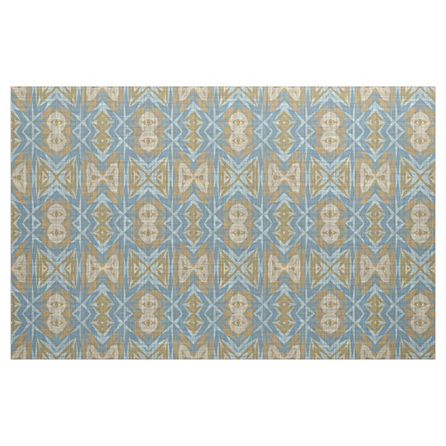 Tecido Ocre Bege Azul Turquesa Olhar Eclectico Étnico (Fat Quarter)