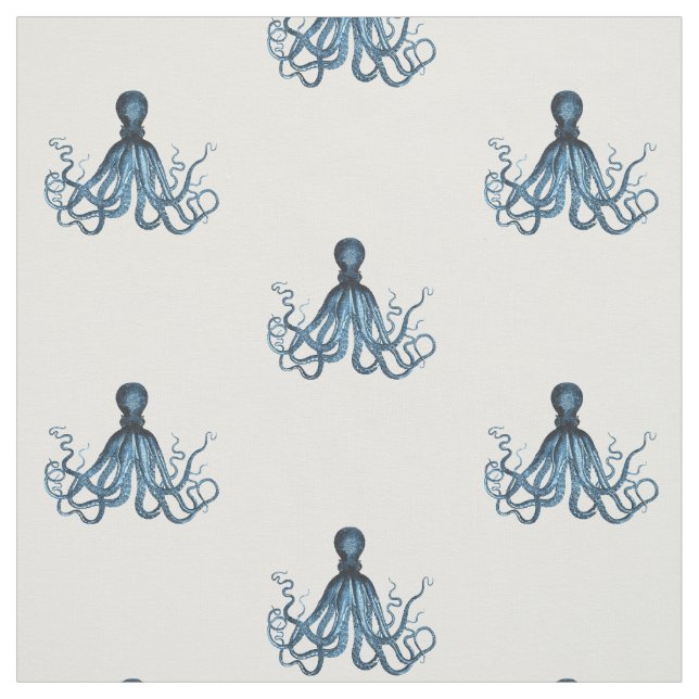 Tecido Octopus kraken litoral azul de praia (Modelo)