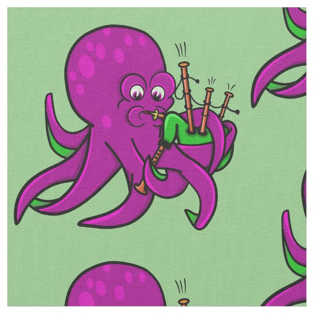Tecido Octopus Soprando Música De Fazer Em Bagpipe (Detalhe)