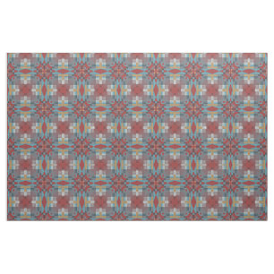 Tecido Olhar étnico em vermelho-turquesa-azul ocre amarel
