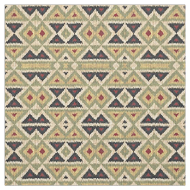 Tecido Olhar Étnico Green Red Ivory Ochre (Modelo)
