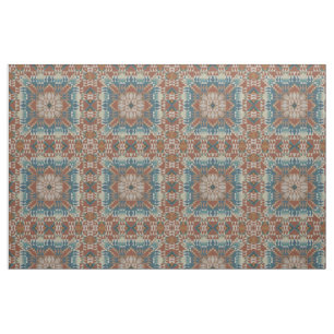 Tecido Olho Étnico Azul De Azul-Taupe Queimado Castanho