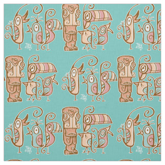 Tecido Olhos grandes Tiki com pássaros