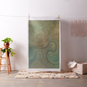 Tecido Olive Strata   Agato de tinta Dourada e verde