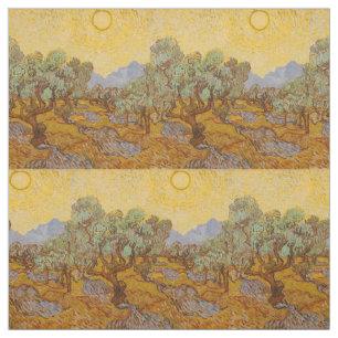 Tecido Oliveiras de Van Gogh Sol Amarelo Céu