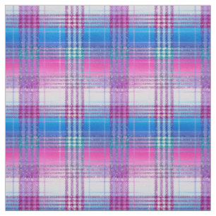 Tecido Ombre Glitter Tartan em Púrpura Rosa Azul