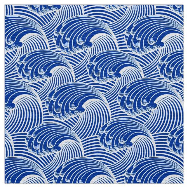 Tecido Ondas, azuis cobaltos e branco japoneses do (Modelo)