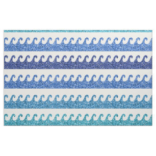 Tecido Ondas do Oceano Azul Brilhante Surfista Praia Surf