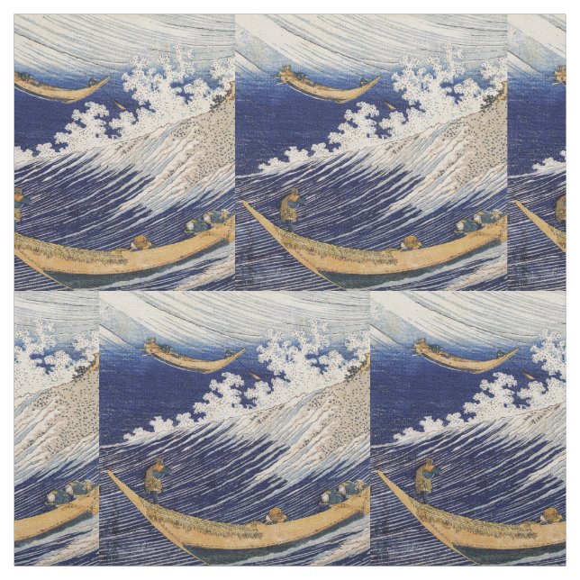 Tecido Ondas do Oceano de Hokusai Barcos no Mar (Modelo)