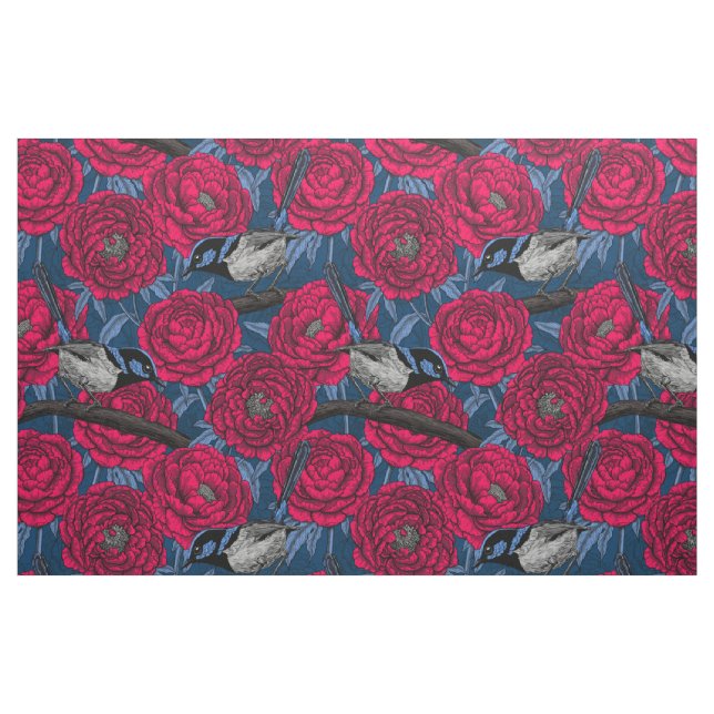 Tecido Ondas nas peônias (Fat Quarter)
