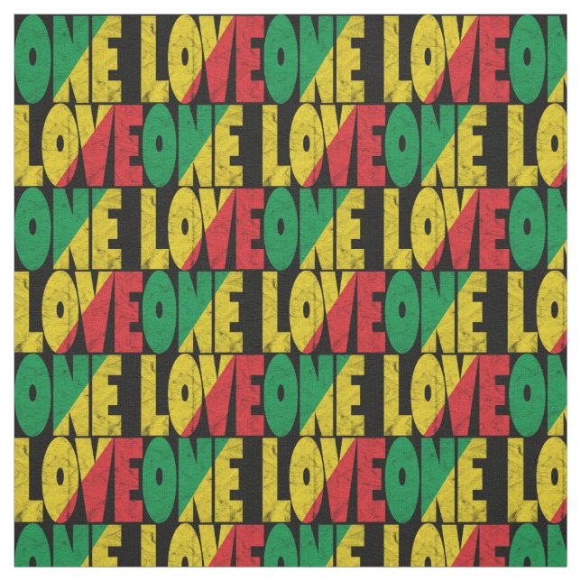 Tecido One Love Rasta Reggae Typographic Print (Modelo)