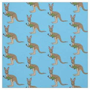 Tecido Óptica ilustração de canguru australiano feliz