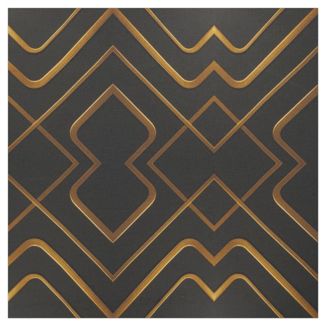Tecido Opulent Deco Grid Full Liquid Gold Black Monochrom (Modelo)