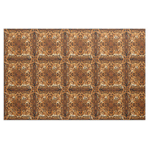 Tecido Orange Brown Bali Batik Style Paisley Pattern