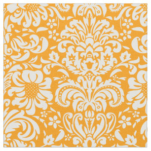 Tecido Orange Floral Damask