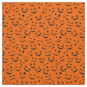 Tecido Orange Pumpkin sorri feliz Halloween moderno