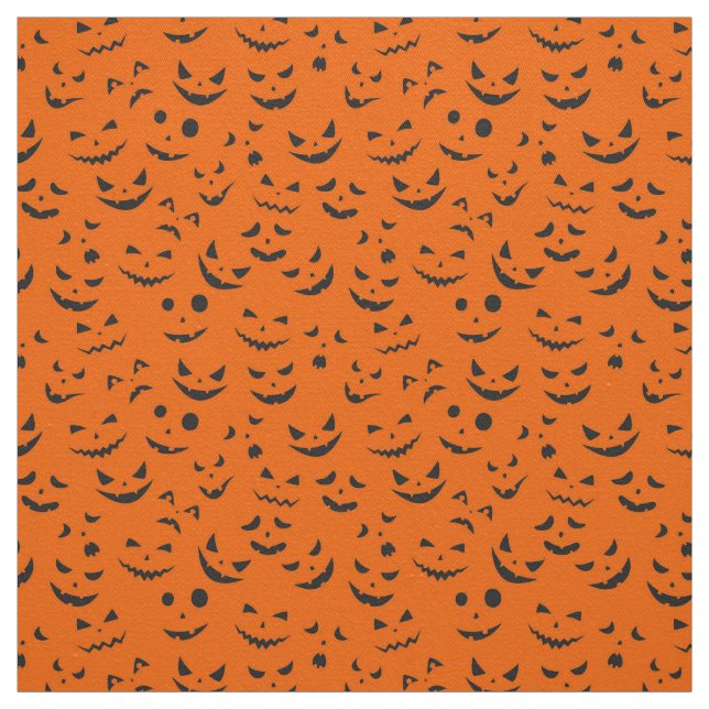 Tecido Orange Pumpkin sorri feliz Halloween moderno (Modelo)
