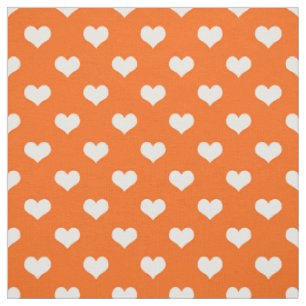 Tecido Orange White Love Heart Pattern Design