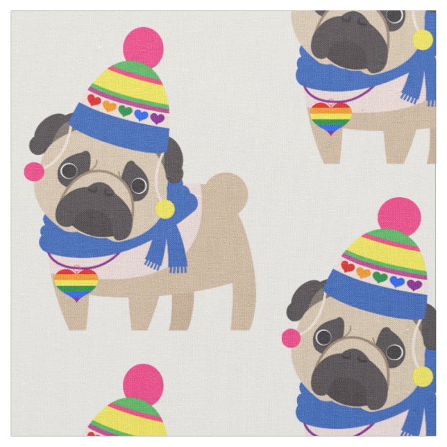 Tecido Orgulho gay Pug - Chapéu Engraçado (Detalhe)