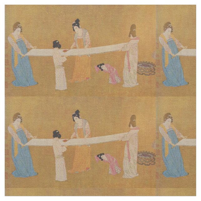 Tecido oriental do impressão das mulheres e das (Detalhe)