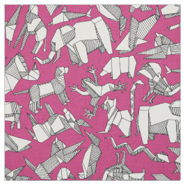 Tecido origami animal distante rosa