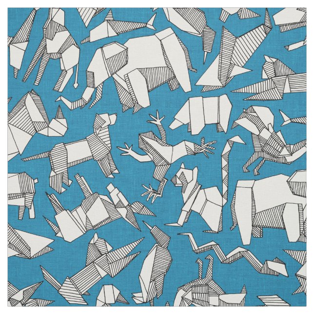 Tecido origami animal ditsy azul (Modelo)