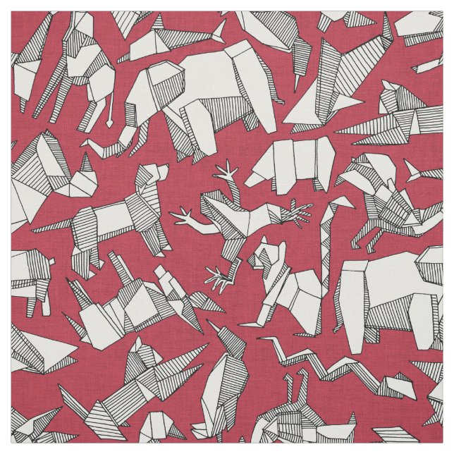 Tecido origami animal ditsy vermelho (Modelo)