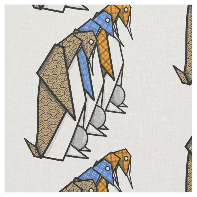 Tecido Origami Penguins Protegendo Esses Ovos (Detalhe)