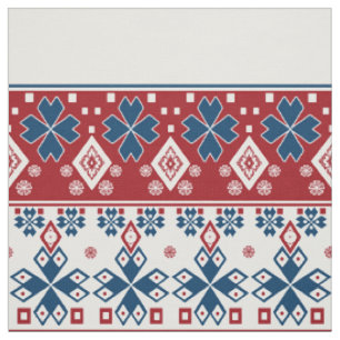 Tecido ornamento azul vermelho