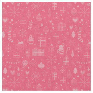 Tecido ornamentos de natal cor-de-rosa, floco de neve pre