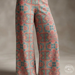 Tecido Ornato Étnico Indiano Boho Azul Teal Vermelho Mand