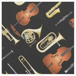Tecido Orquestra Instrumentos Decoração Musical