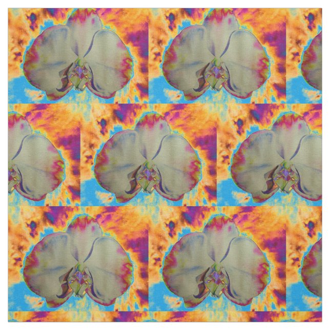 Tecido Orquídea de incêndio, floral de aquarela vibrante  (Modelo)