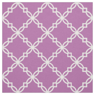 Tecido Orquídea Roxa, Rico Branco Quatrefoil Marroquino