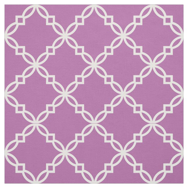 Tecido Orquídea Roxa, Rico Branco Quatrefoil Marroquino (Modelo)