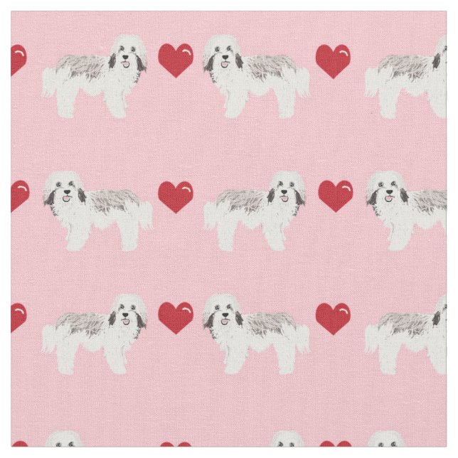 Tecido os corações cor-de-rosa adoram cachorro (Detalhe)