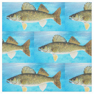 Tecido Os Walleye modelam no azul