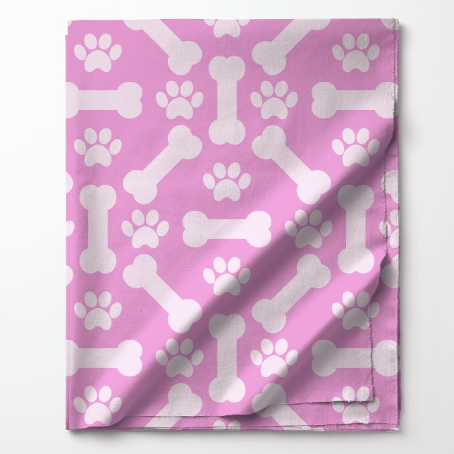 Tecido Ossos de Cachorro Rosa e Branco e Estampa de Pegad (Criador carregado)