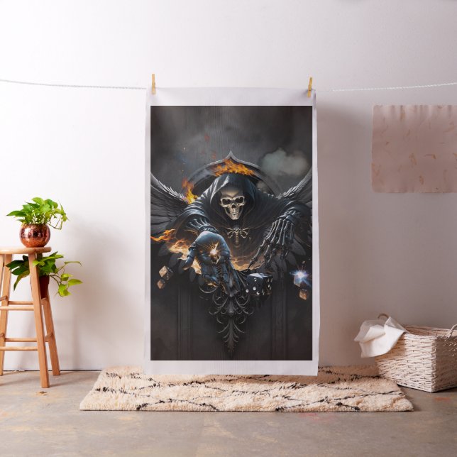 Tecido Ossos e magia, esqueleto com dados místicos. (In Situ)