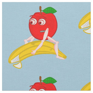 Tecido Ósteopath Fruta Engraçada Maçã Endireitando Banana